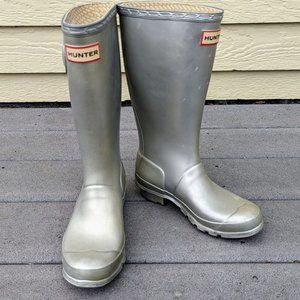 Hunter Silver Metallic Rain Boots